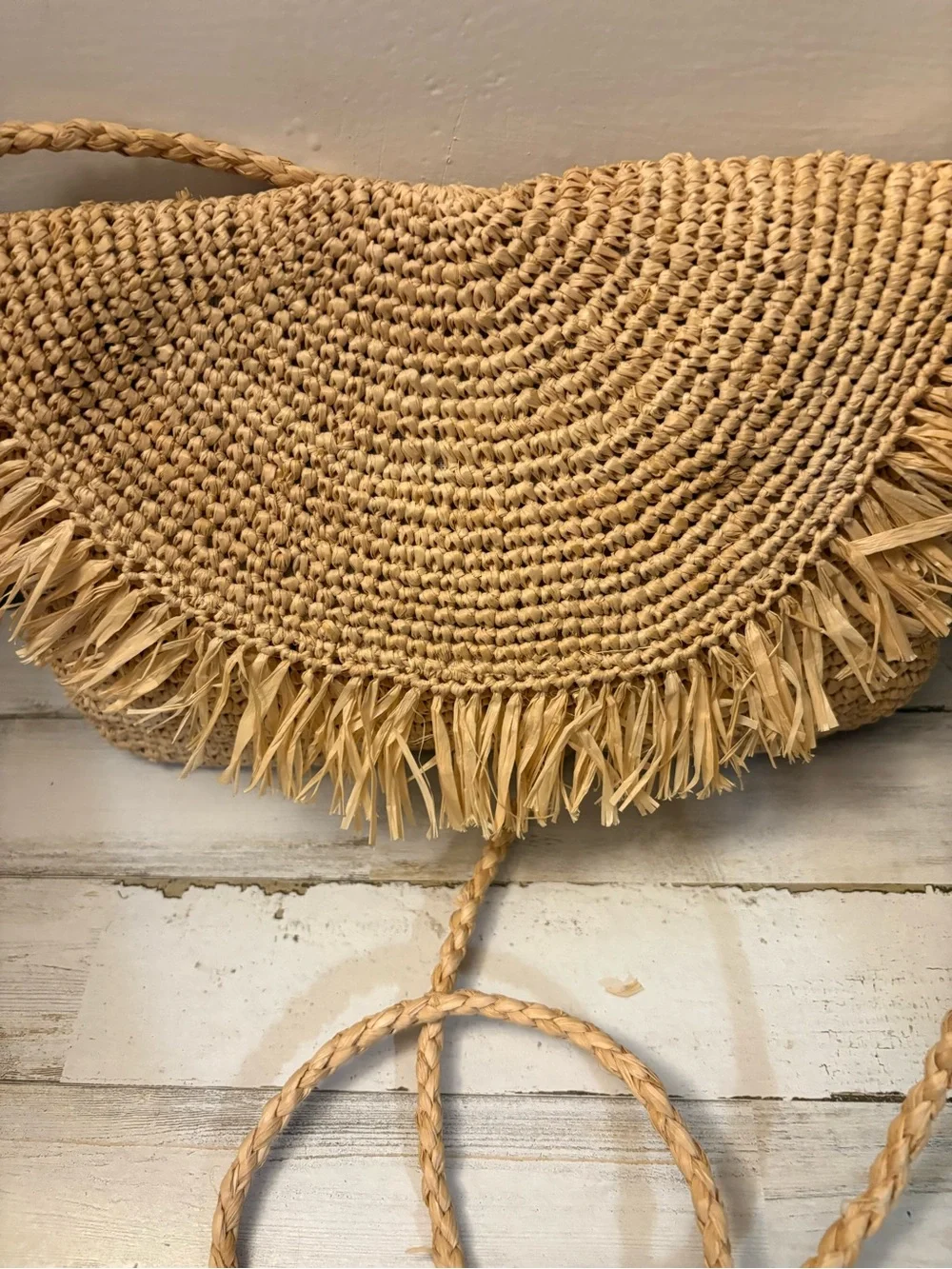Rafia mar y sol crossbody tan purse